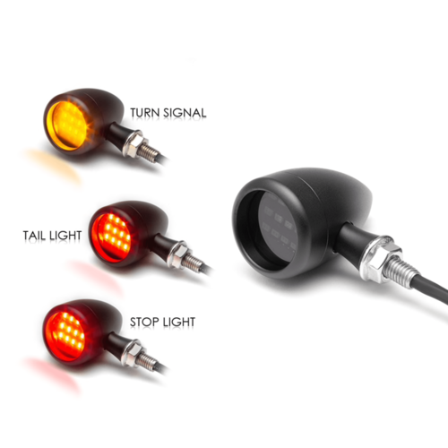 Max Inc Set Bullet "Truro" turn signals / taillight CNC - black