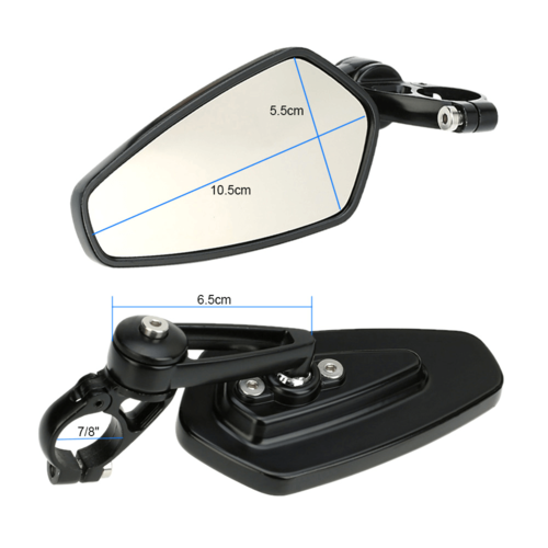 Set moderne stuureindspiegels zwart