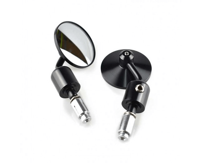 Pair of Black Billet Bar End Mirrors ChopperShop