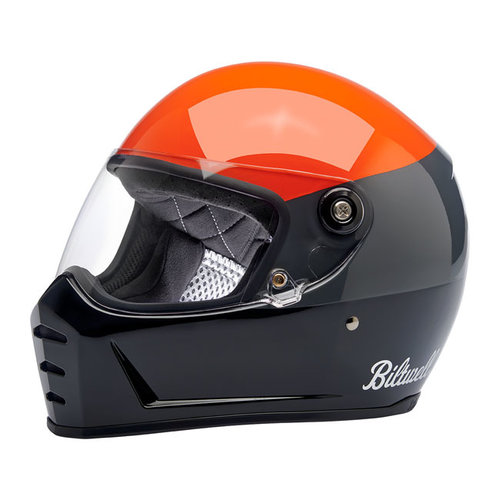 Biltwell Splitter Helm Podium Glanz | Orange/Grau/Schwarz