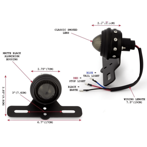Max Inc Feu arrière à led fumé style rétro avec clous