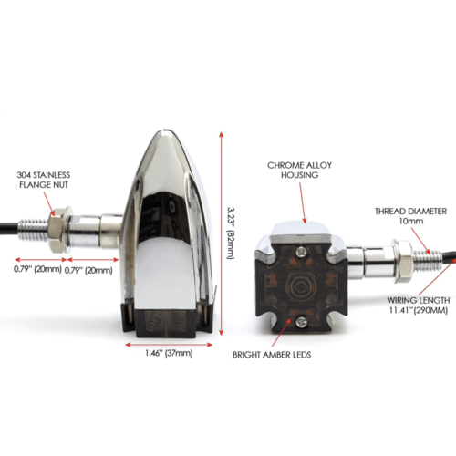 Max Inc Chrome Led Turn Signals Retro Style Smoked / Clear