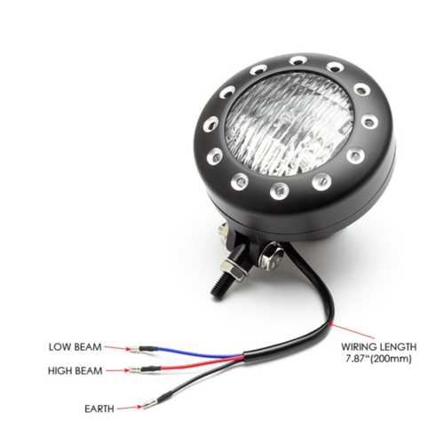 5 "Zwarte Aluminium Koplamp "Drilled"