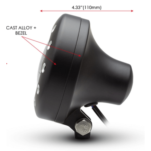 5 "Zwarte Aluminium Koplamp "Drilled"