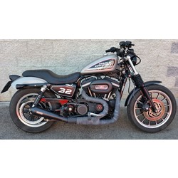 TROMB INOX RETRO Full System Uitlaat 2in1 voor Harley Davidson 883 | Mat Zwart