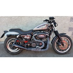 TROMB INOX RETRO Système Complet D'échappement 2en1 pour Harley Davidson 883 | Noir Mat