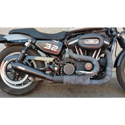 MASS TROMB INOX RETRO Full System Uitlaat 2in1 voor Harley Davidson 883 | Mat Zwart