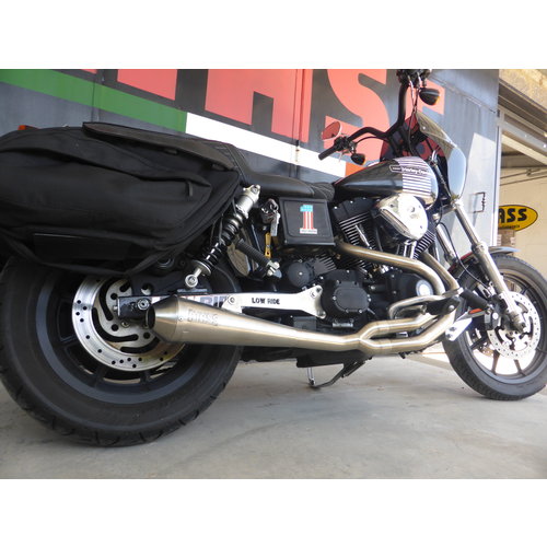 MASS TROMB INOX RETRO Full System Auspuff 2in1 (Low Position) für Harley Davidson Dyna FXDX Super Glide Sport 1450 | (Option Wählen)