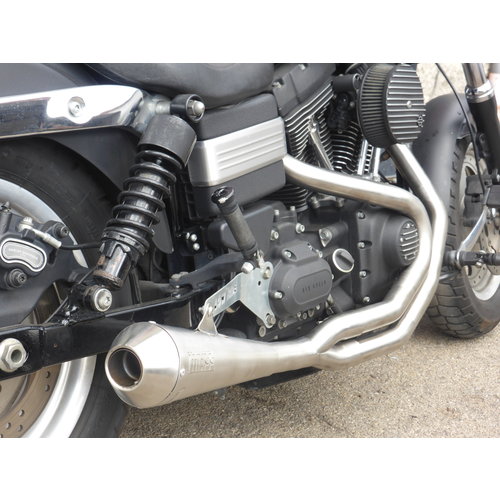 MASS TROMB INOX RETRO Full System Uitlaat 2in1 (Helling) voor Harley Davidson Dyna FXDF FAT BOB 1584 | (Kies Optie)