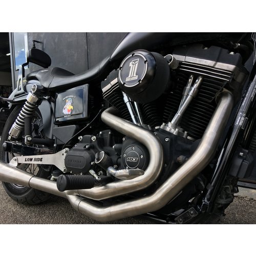 MASS TROMB INOX RETRO Full System Uitlaat 2in1 (Lage Positie) voor Harley Davidson Dyna FXDF FAT BOB 1584 | (Kies Optie)