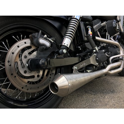 MASS TROMB INOX RETRO Full System Auspuff 2in1 (Low Position) für Harley Davidson Dyna FXDF FAT BOB 1584 | (Option Wählen)