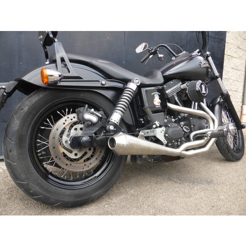 MASS TROMB INOX RETRO Système Complet D'échappement 2en1 (Incliné) pour Harley Davidson Dyna FDX Street Bob 1685 | (Choisir Une Option)