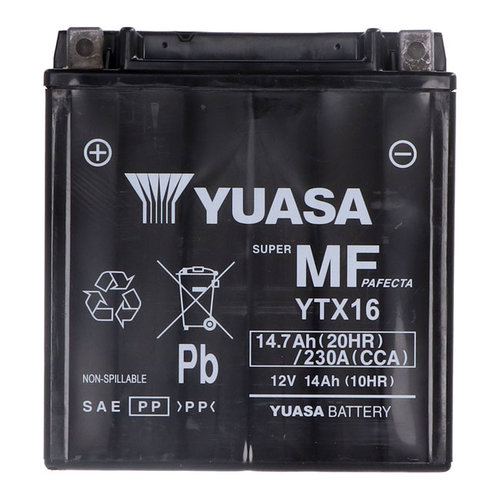 Yuasa AGM Battery YTX16-WC | Suzuki/Kawasaki/Honda/Triumph
