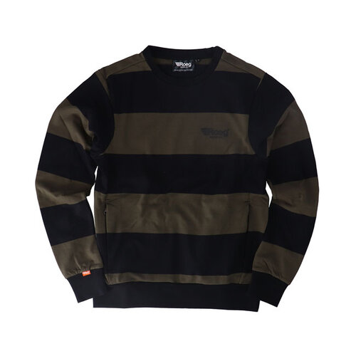 Roeg Shawn Stripe Sweatshirt Army Zwart