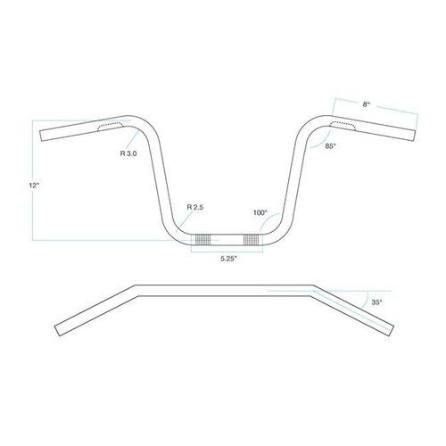 Biltwell 12" Rise  Apes Handlebar Chrome - NON DIMPLED