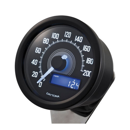 Daytona Velona 60 mm Elektronischer Tachometer 200 km/h, | Schwarzes oder Poliertes Edelstahlgehäuse