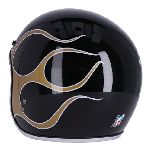 13 ½  Skull Bucket Helmet | Flames Gold