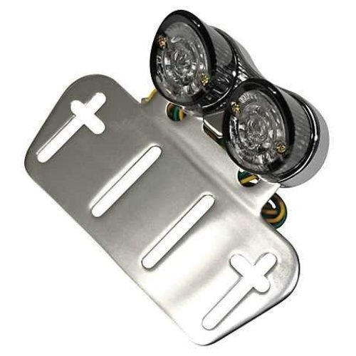 Support de plaque universel avec double feu arrière à LED fumés