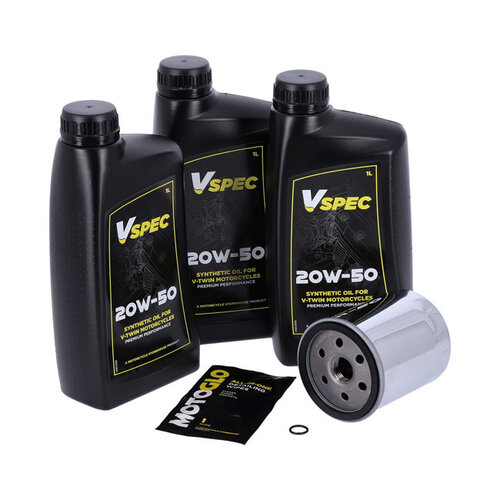 Vspec Oil Service Kit | 20W50 Synth | Softail / FXR / XL sportster