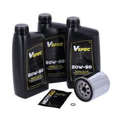 Motoröl-Service-Kit | 20W50 Mineral 3 Liter | 00-17 Softail; 99-17 Dyna (NU) | Chromfilter Oder Schwarzfilter