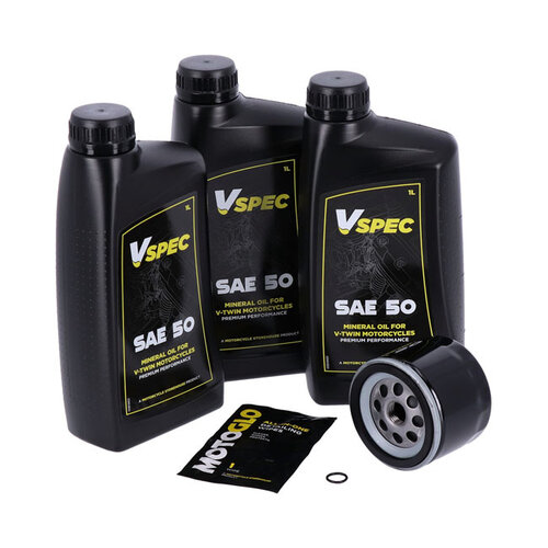 MCS Engine Oil Service Kit | SAE 50 | 80-E84 XL Sportster (NU) | Black Filter Or Chrome Filter