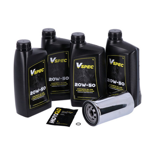 MCS Engine Oil Service Kit | 20W50 Synthetic  4 Litres | 91-98 Dyna (NU) | Black Filter Or Chrome Filter