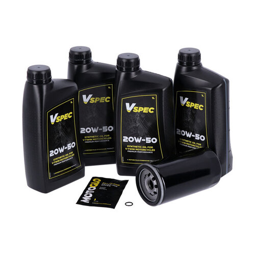 MCS Motoröl-Service-Kit | 20W50 Synthetik 4 Liter | 91-98 Dyna (NU) | Schwarzer Filter Oder Chromfilter