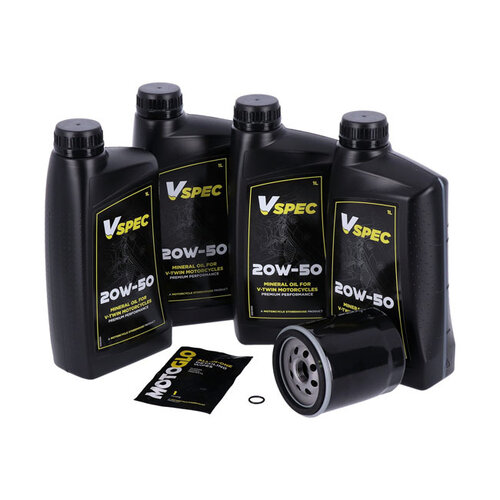 MCS Motoröl-Service-Kit | 20W50 Mineral 4 Liter | 99-16 Touring; 09-16 Trike (NU) | Schwarzer Filter Oder Chromfilter