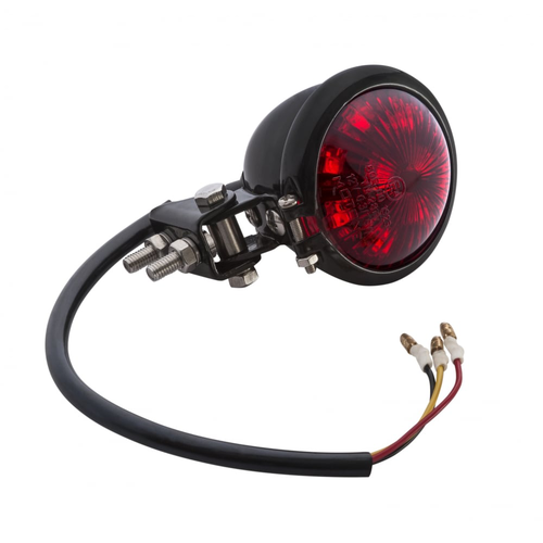 Motone Mini Bates Tail Light | Stainless Fixings | LED | Black / Stainless