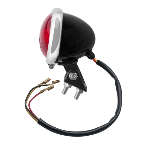 Motone Mini Bates Tail Light | Stainless Fixings | LED | Black / Stainless
