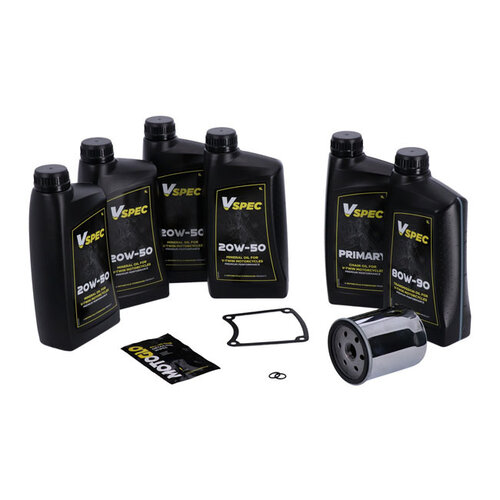 MCS Kit D'Entretien Pour Grandes Huiles | Minéral | 86-98 Flt/Touring (NU) | Filtre Chromé Ou Filtre Noir