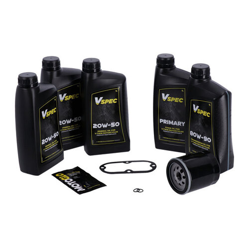 MCS Großes Öl-Service-Kit | Mineral | 99-06 Softail 99-05 Dyna (NU) | Schwarzer Filter