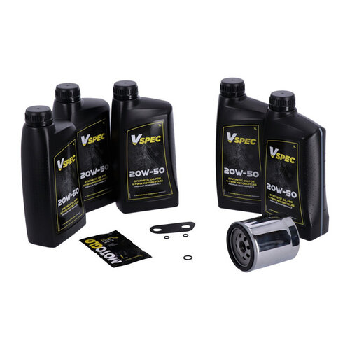 MCS Großes Öl-Service-Kit | Vollsynthetisch | 04-20 XL Sportster (NU) | Chromfilter Oder Schwarzfilter