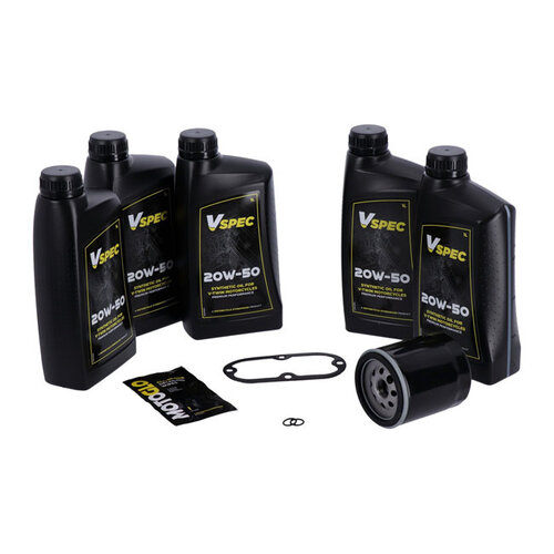 MCS Großes Öl-Service-Kit | Vollsynthetisch | 99-06 Softail; 99-05 Dyna (NU) | Schwarzer Filter