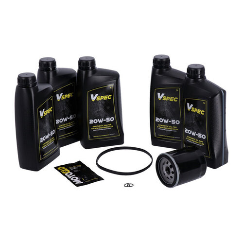 MCS Grote Olieservicekit | Volledig Synthetisch | 07-17 Softail; 17-06 Dyna (NU) | Zwart Filter Of Chroomfilter