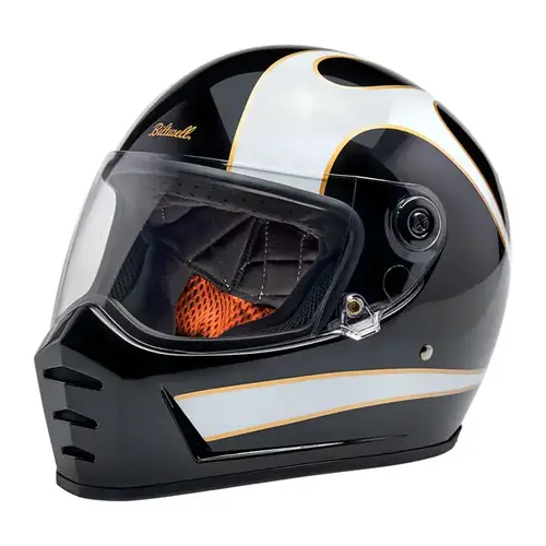 Biltwell Lane Splitter Helmet | Noir avec Flammes Blanches