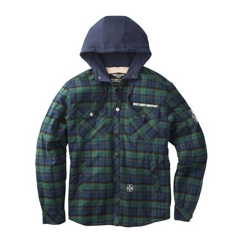 West Coast Choppers Met Sherpa Gevoerd Flanellen Jack | Blauw/Groen | Kies De Maat