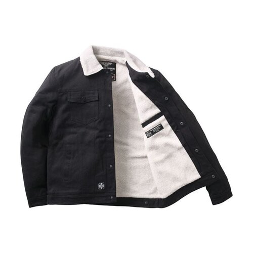 West Coast Choppers Veste En Toile Doublée Sherpa | Noir | Choisir La Taille