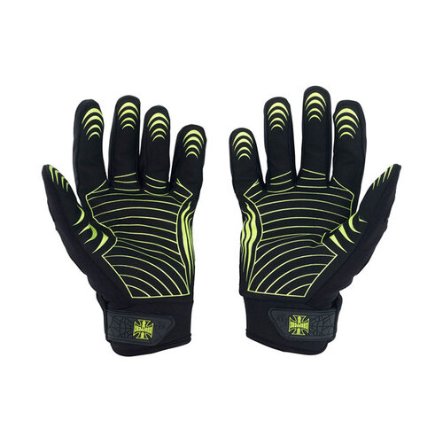 West Coast Choppers Por Vida Handschuhe | Schwarz/Gelb | Größe Auswählen