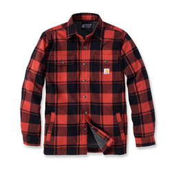 Camisa de franela con forro de sherpa | Ocre rojo