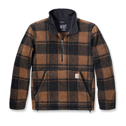 Carhartt Locker Sitzender Fleecepullover | Braun/Schwarz Kariert | Wählen Sie Größe