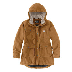 Loose Fit Weathered Duck Coat Women | Brown
