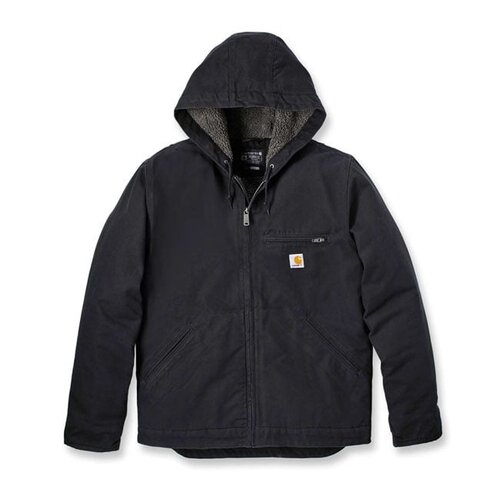 Carhartt Jacke Mit Sherpa-Futter Und Gewaschener Ente | Schwarz | Wählen Sie Größe