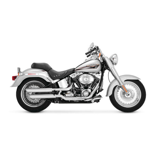 Vance & Hines 3 Inch Twin Slash Slip-On PCX Mufflers | Softail: 07-17 FLSTF Fat Boy; 10-17 FLFSTFB Fat Boy Lo