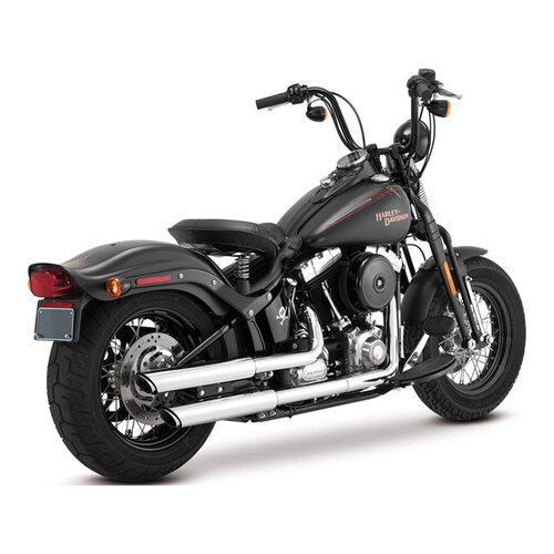 Vance & Hines 3 Inch Twin Slash Slip-On PCX Mufflers | Softail: 07-17 FLSTF Fat Boy; 10-17 FLFSTFB Fat Boy Lo