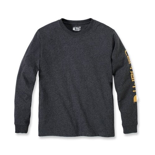 Carhartt Logo Lange Mouw | Koolstofheide | Kies Maat