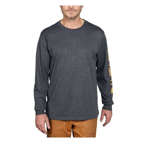 Carhartt Logo Lange Mouw | Koolstofheide | Kies Maat