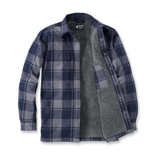 Carhartt Flanel Overhemd Met Sherpavoering | Marine | Kies Maat