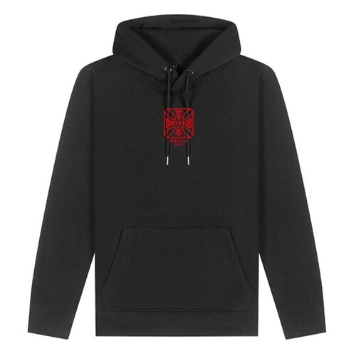 West Coast Choppers WCC ATX Cross Hoodie Noir/Rouge - Mélange de Coton Lourd avec Logo Iconique