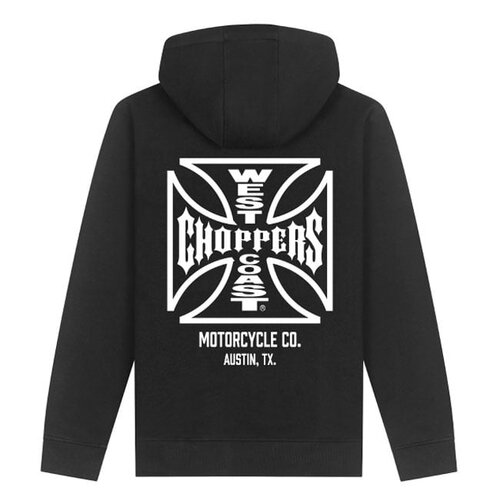 West Coast Choppers WCC ATX Cross Hoodie Black/White - Heavyweight Cotton Blend with Iconic Logo